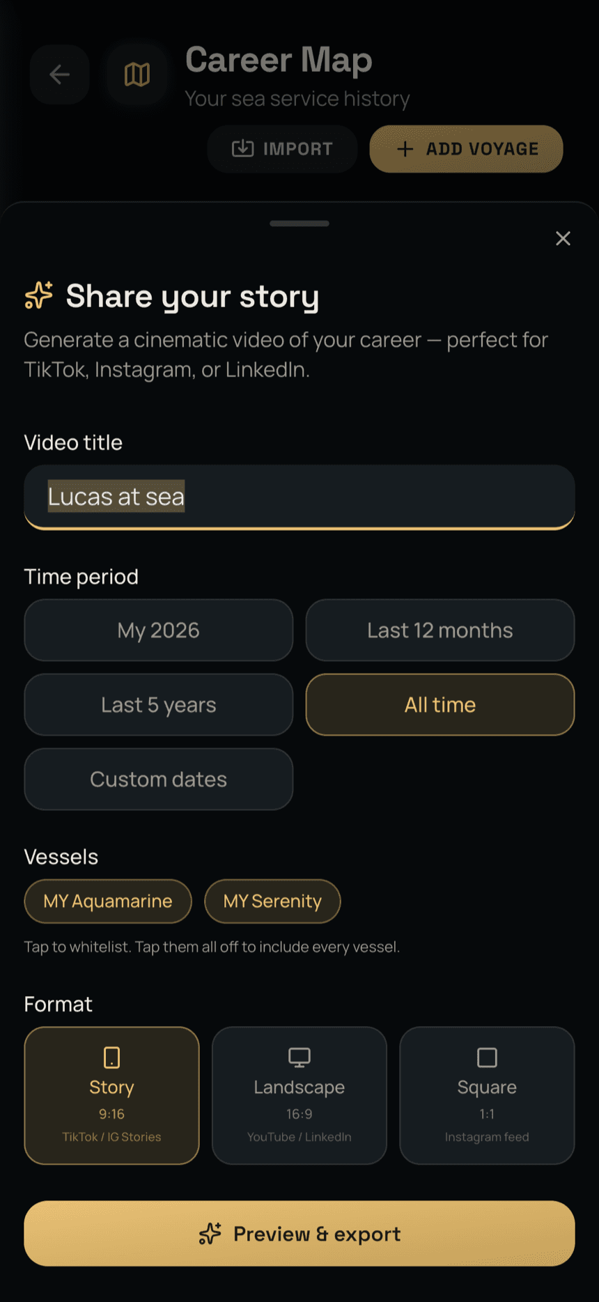 Share your story: choosing the period, the vessels and the video format for social media